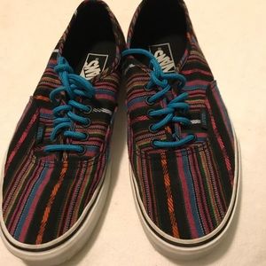 Multi color striped vans